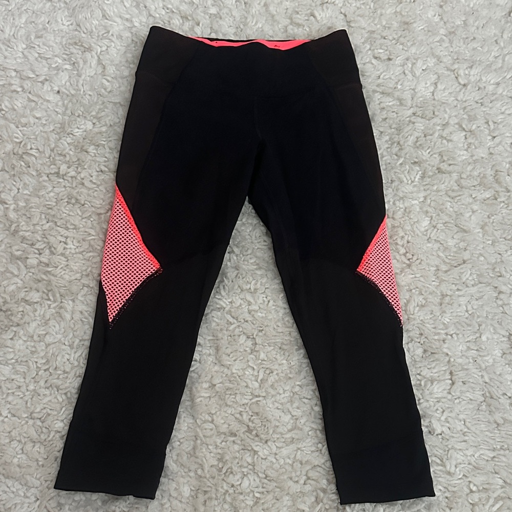 Victoria's Secret Sport Black Leggings with Neon Pink Accents
